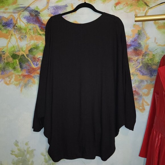 Free People Black Button-Down Cape/Poncho Flowing Long-Sleeve Top - XS - Picture 4 of 9